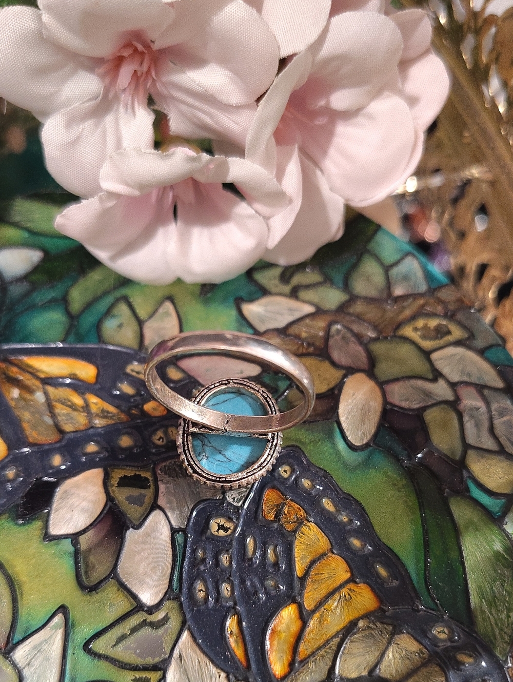Turquoise 925 Silver Ring Size 10 1/4 - Picture 4 of 8